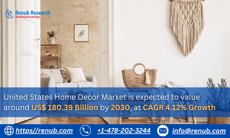 United States Home Decor Market is expected to value around US$ 180.39 Billion by 2030